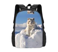 PHAYAH Snowy Mountain White Tiger Pattern Casual Laptop Zaino Per Uomini E Donne Per Ragazzi E Ragazze Leggero Zaino