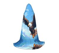 PHAYAH Soaring Eagle Pattern Poncho con cappuccio unisex natalizio con cappuccio per cosplay, Halloween feste in maschera, nero, M