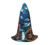PHAYAH Sottomarino Shark Coral Pattern Poncho con cappuccio Unisex Natale Felpa con cappuccio per Cosplay Halloween Costume Party Masquerade M