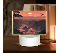 Phayah Sunrise in The Valley Pattern 3D Led Light Lamp Cavo USB Regolabile 3 Modalità Base Show Stand per Sala di Natale Ristorante Bar Negozio