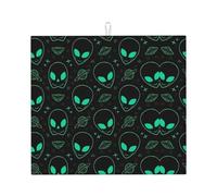 Phayah Tappetino assorbente per scolapiatti con motivo alieni per bancone della cucina, tappetino scolapiatti reversibile per piano di lavoro, 45,7 x 40,6 cm