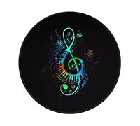 PHAYAH Tappetino per mouse da gioco rotondo con motivo musicale colorato, 20 x 20 cm, con bordi cuciti, tappetino per mouse pieghevole da scrivania, tappetino per mouse per computer portatile