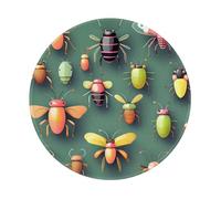 PHAYAH Tappetino per mouse rotondo con motivo di insetti atlante, impermeabile, antiscivolo, base in gomma, tappetino di protezione per scrivania, diametro 20,1 cm