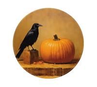 PHAYAH Tappetino per mouse rotondo con motivo zucca di merlo, impermeabile, antiscivolo, base in gomma, tappetino di protezione per scrivania, diametro 20 cm