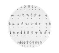 PHAYAH Tappetino per mouse rotondo da gioco con linguaggio dei segni alfabeto 20 x 20 cm con bordi cuciti tappetino per mouse pieghevole da scrivania tappetino per mouse per computer portatile
