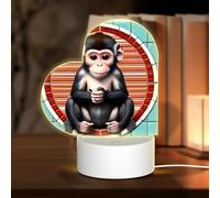 Phayah The Silent Monkey Pattern 3D Led Light Lamp Cavo USB Regolabile 3 Modalità Base Show Stand per Sala di Natale Ristorante Bar Negozio