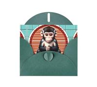PHAYAH The Silent Monkey Pattern - Biglietti di auguri (10 pezzi) con buste verde scuro, adatti per anniversari di matrimonio e inviti per feste