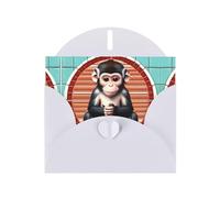 PHAYAH The Silent Monkey Pattern - Biglietti di auguri vuoti con buste bianche, per Natale, anniversario di matrimonio e inviti per feste, confezione da 10