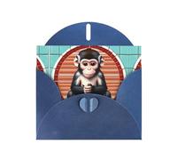 PHAYAH The Silent Monkey Pattern - Biglietti di auguri vuoti con buste blu per Natale, anniversario di matrimonio e inviti per feste