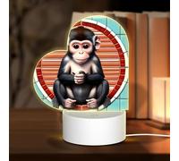 PHAYAH The Silent Monkey Pattern Heart Shape Decorative Night Lights con USB Plug in Lampada da tavolo con 3 modalità di luce regolabile per camera da letto, soggiorno, caffè