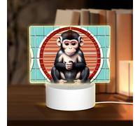 PHAYAH The Silent Monkey Pattern Night Light Rettangolare Led Base Ligh con Cavo USB Regolabile 3 Colori per Adulti Bambino Camera da Letto