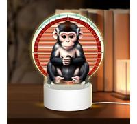 PHAYAH The Silent Monkey Pattern Round Decorative Night Lights con USB Plug in Lampada da tavolo con 3 modalità di luce regolabile per camera da letto, soggiorno, caffè