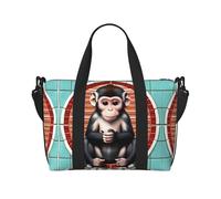 Phayah The Silent Monkey Travel Duffel Bag,Sport Tote Gym Bag,Spalla Weekender Pernottamento Borsa Per Le Donne, nero, Taglia unica