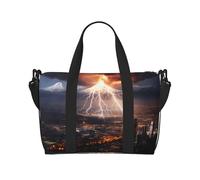 Phayah Thunderstorm Vulcano Borsone da viaggio Weekender Pernottamento Palestra Tote per donne ragazze Borsa a tracolla Allenamento Resistente all'acqua, Nero , Taglia unica