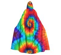 PHAYAH Tie-Dye Rainbow Pattern Poncho con cappuccio Unisex Natale Felpa con cappuccio per Cosplay Halloween Costume Party Masquerade