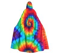 PHAYAH Tie-Dye Rainbow Pattern Poncho con cappuccio Unisex Natale Felpa con cappuccio per Cosplay Halloween Costume Party Masquerade