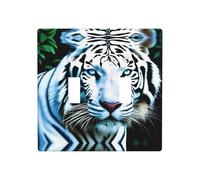 Phayah Tigre bianca con motivo occhi azzurri doppia piastra di copertura per interruttore della luce piastra decorativa da parete doppia copertura interruttore luce