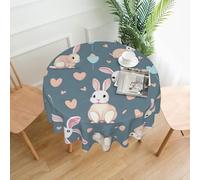 PHAYAH Tovaglia rotonda con simpatico coniglietto in stile cartone animato, 152 cm, resistente per ristorante, picnic, decorazione per interni ed esterni