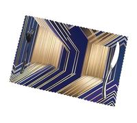 Phayah Tovagliette da tavola con linee blu dorate (set di 6) 30,5 x 45,7 cm, adatte per feste, decorazioni per ristoranti, banchetti festivi.