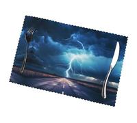 Phayah Tovagliette da tavola Thunder and Lightning (set di 6) 30,5 x 45,7 cm, adatte per feste, decorazioni per ristoranti, banchetti festivi.