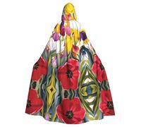 PHAYAH Tulip Garden Pattern Halloween stregoneria stregoneria con cappuccio mantello Natale felpa con cappuccio Cosplay festa in maschera vestito regalo costume