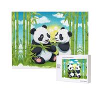 Phayah Two Happy Pandas Puzzles 500 pezzi per puzzle puzzle in legno per familiari amici Home Decor Wall Art 20,4 x 38,1 cm