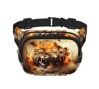 Phayah Two Tigers On Fire - Marsupio da uomo e donna, con cinghia regolabile, per allenamento all'aperto, viaggi, casual, corsa, escursionismo, ciclismo