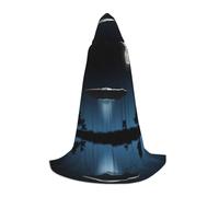 PHAYAH Ufo At Night Pattern Halloween Adulto Cappuccio Vestaglia Mantella, Donne Uomini Halloween Dress Up Party Cosplay Costumi L