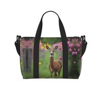 Phayah Una bella borsa da viaggio con cervo, borsa sportiva da palestra, borsa a tracolla per la notte da donna, nera, taglia unica, Nero, One Size