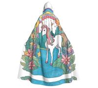 PHAYAH Unicorns By The River Pattern Adulto Mantello con Cappuccio Cappuccio Veste Mantello Da Donna Uomo Halloween Dress Up Partito Cosplay Costumi