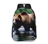 PHAYAH Vari Colori Del Fiore Modello Zaino 16 Pollice Per Le Donne Degli Uomini Casual Zaino Teen Ragazzi E Ragazze Laptop Bookbag Viaggio Affari, Pesca Orso nel Fiume, Taglia unica