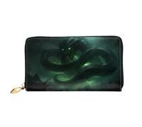 PHAYAH Verde Piumato Serpente Modello Delle Donne Portafoglio Lungo Frizione Zip Intorno Borsa In Pelle Da Viaggio Grande Capacità Porta Carte Di Credito