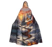 PHAYAH Vigilia di Natale Luce Calda Neve Casa Modello Mantello Con Cappuccio Mantello Strega Costumi di Halloween Per Cosplay Costume Masquerade Donne Uomini Robe