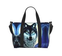 Phayah Wolf Under Moon Borsone da Viaggio Borsa a mano Borsa Bagagli Da Trasporto Borsa Da Viaggio Pernottamento Pieghevole Unisex Compagnia Aerea Borsa Articoli Personali