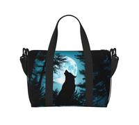 Phayah Wolf Under The Moon Borsone da viaggio Weekender Pernottamento Palestra Tote per donne ragazze Borsa a tracolla per allenamento resistente all'acqua, nero, taglia unica, Nero, One Size
