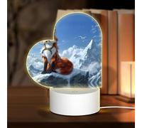 Phayah Yellow Fox On The Mountain Pattern 3D Led Light Lamp Cavo USB Regolabile 3 Modalità Base Show Stand per Sala di Natale Ristorante Bar Negozio