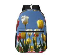 PHAYAH Zaino casual per computer portatile con motivo fiori e piante per uomini e donne per ragazzi e ragazze zaino leggero, Campo di tulipan, Taglia unica