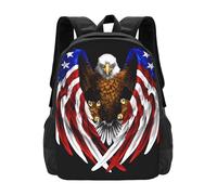 PHAYAH Zaino con motivo aquila patriottica con bandiera degli Stati Uniti, 16,5 pollici, 18 l, grande capacità, spallacci regolabili, borsa semplice per tutti