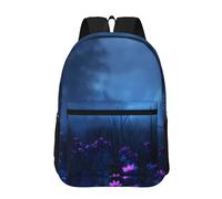 PHAYAH Zaino con motivo di alghe corallo sotto il mare 17 "18l grande capacità spallacci regolabili borsa semplice per tutti, Fiori di campo nel campo notturno, taglia unica