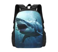 PHAYAH Zaino con motivo squalo nel mare, 41,9 cm, 18 l, grande capacità, spallacci regolabili, borsa semplice per tutti