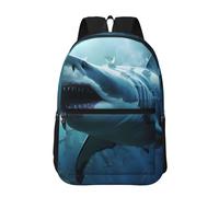 PHAYAH Zaino semplificato con motivo a testa di tigre 17 "18l spallacci regolabili di grande capacità borsa semplice per tutti, Squalo nel mare, taglia unica