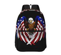 PHAYAH Zaino vintage in legno con bandiera del Maryland modello 17 "18l grande capacità spallacci regolabili borsa semplice per tutti, Bandiera USA Aquila Patriottica, Etichettalia unica