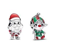 PHCLASY Charms di Famiglia per Natale e Capodanno, Ciondolo in Perle per Bracciale da Donna in Europa, Zirconia cubica