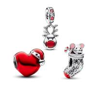 PHCLASY Ciondolo Natale Charm Giorni di Festa Pendente Compatibile Europei Bracciale Collane da Donna Set di Natale-08