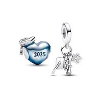 PHCLASY Graduation Blue Cuore and Stars Charms Compatibile con Bracciali e Collane Europei, Stagione di Laurea Per le Donne