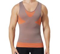 PHCOMRICH Canotta Uomo Aderente Shapewear Maglietta a Compressione Canotta Uomo Aderente Canotta Addominale per Esercizio di Addome, caramello, XL