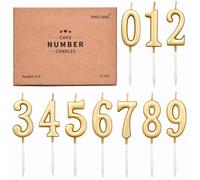 PHD CAKE 10 pezzi candele di compleanno con numeri champagne, candele per torta con numeri da 0 a 9, decorazione per torta glitterata per complea