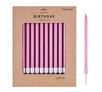 PHD CAKE Candele di compleanno metallizzate lunghe e sottili rosa, candele per torte, feste di compleanno, decorazioni per matrimoni, candele per feste