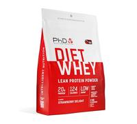 PhD Nutrition Diet Whey Protein in Polvere 2kg Fragola - Proteine del siero di latte con 20g di proteine e 5,5g di BCAA per porzione, Basso contenuto di zuccheri e calorie