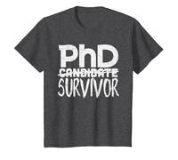 Phd Survivor Shirt Doctorate Graduation Maglietta, Bambini, Grigio Scuro, 4 Anni